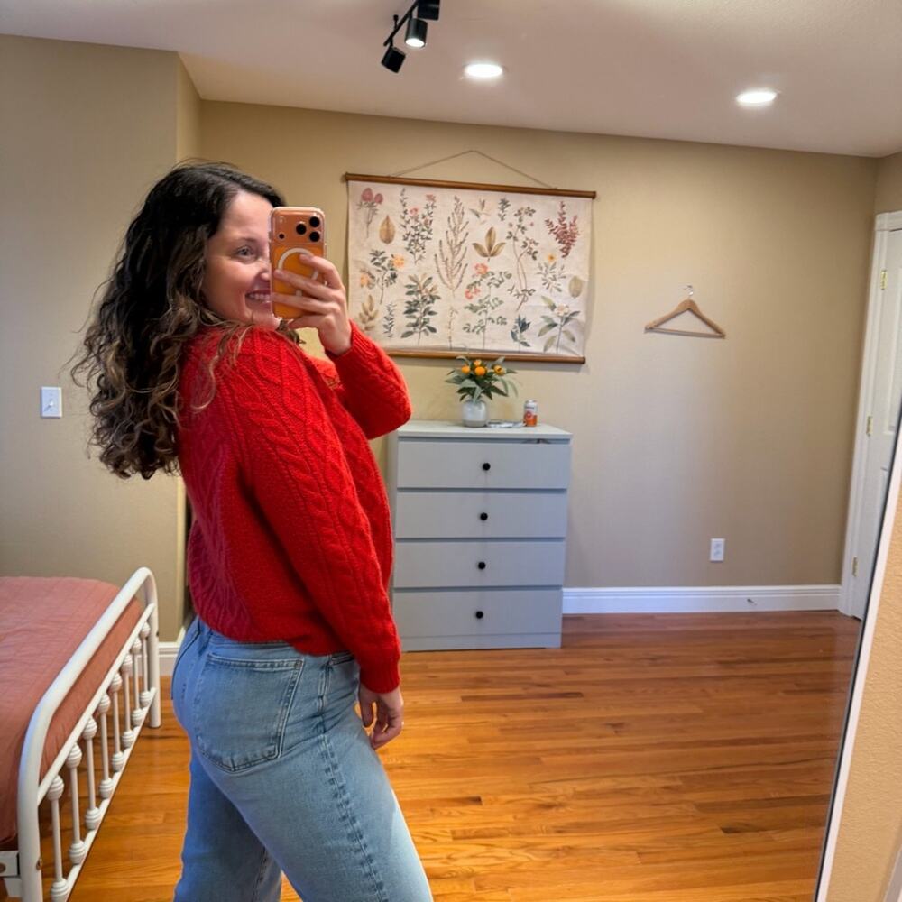 Demylee Red Cable Knit Wool Mohair Sweater XS oversized - Picture 3 of 9